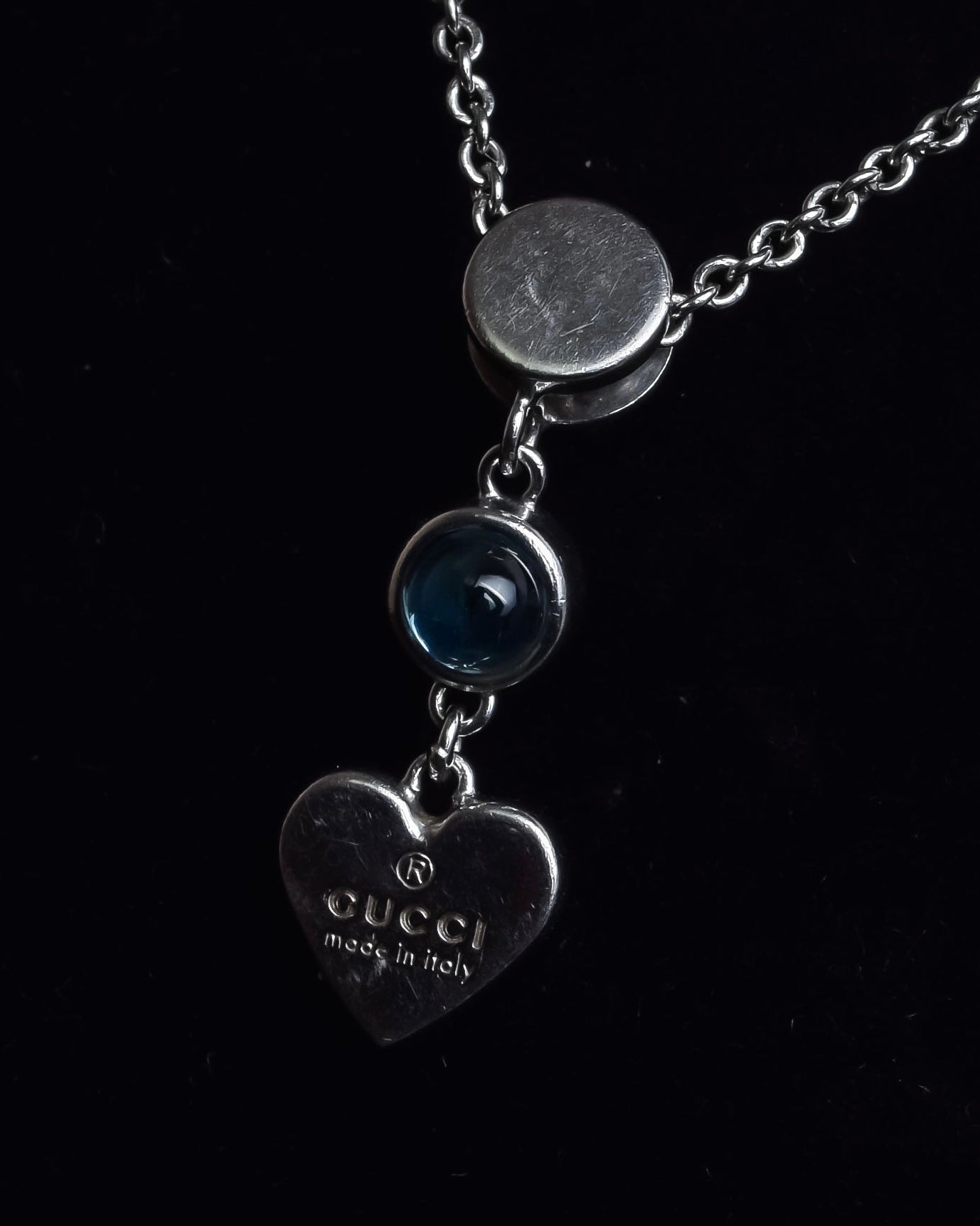 "GUCCI" Heart motif silver necklace