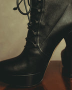 –SPECIAL– "Miu Miu" 00's–10's Sculptural platform lace up ankle boots