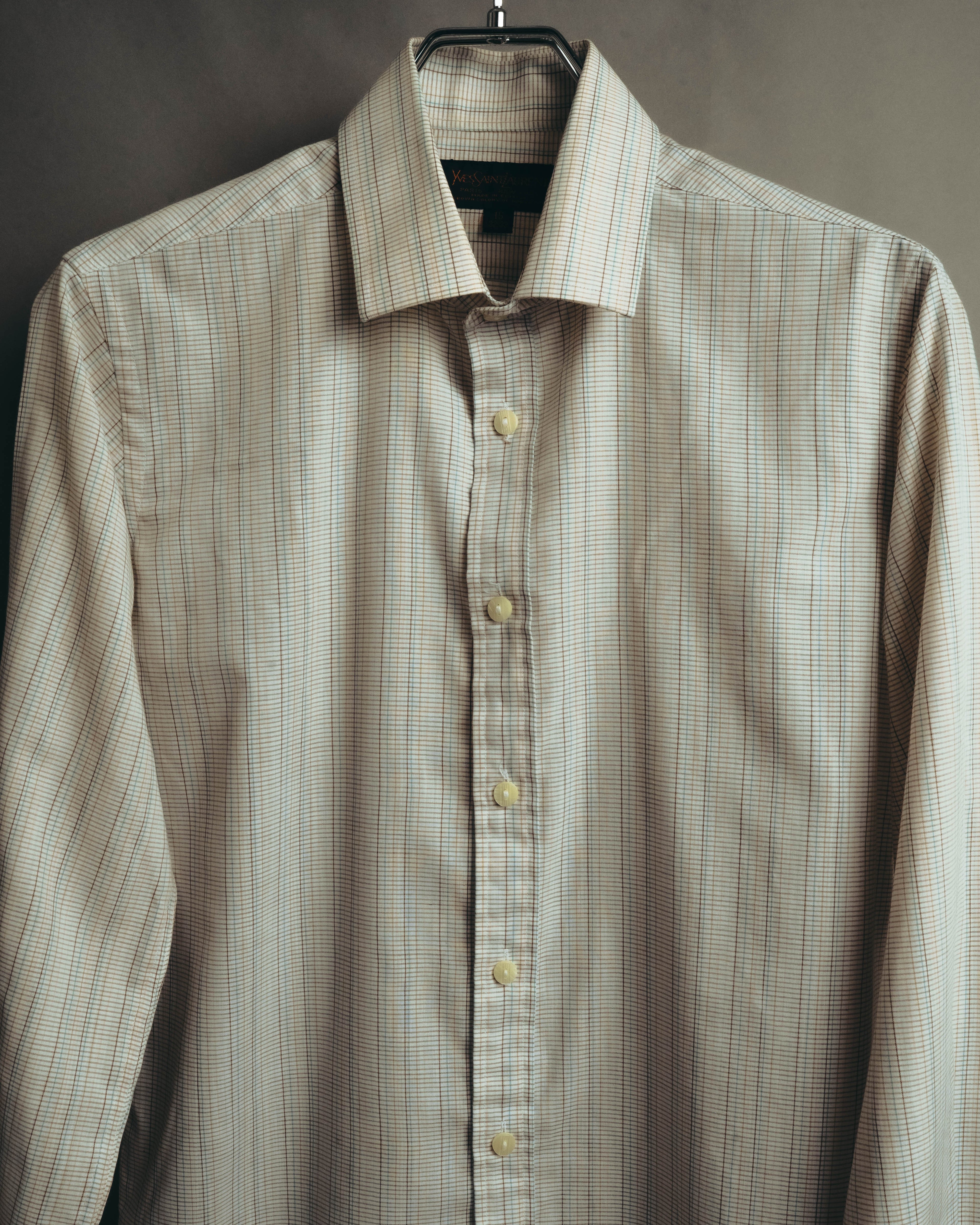 "Yves Saint Laurent" 70's Classic checked dress shirt