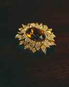 -SPECIAL- “Christian Dior” 80’s-90’s Sunburst amber glass pendant brooch