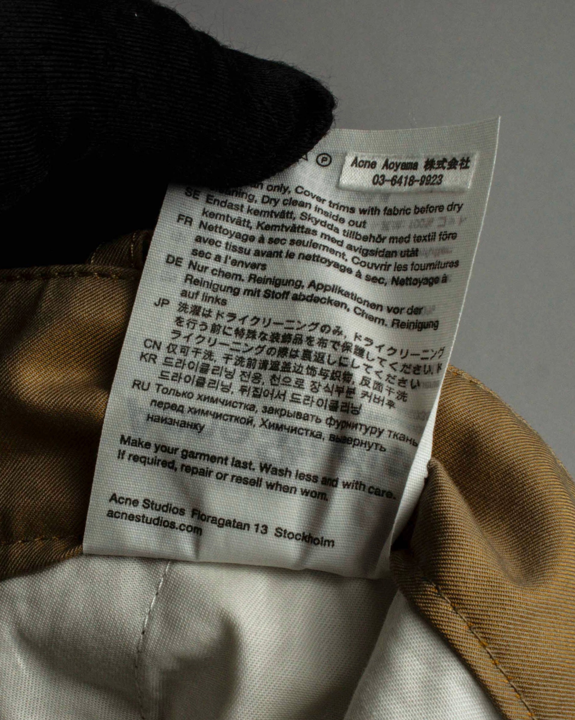 "Acne Studios" Belted design cotton twill high-waisted pants