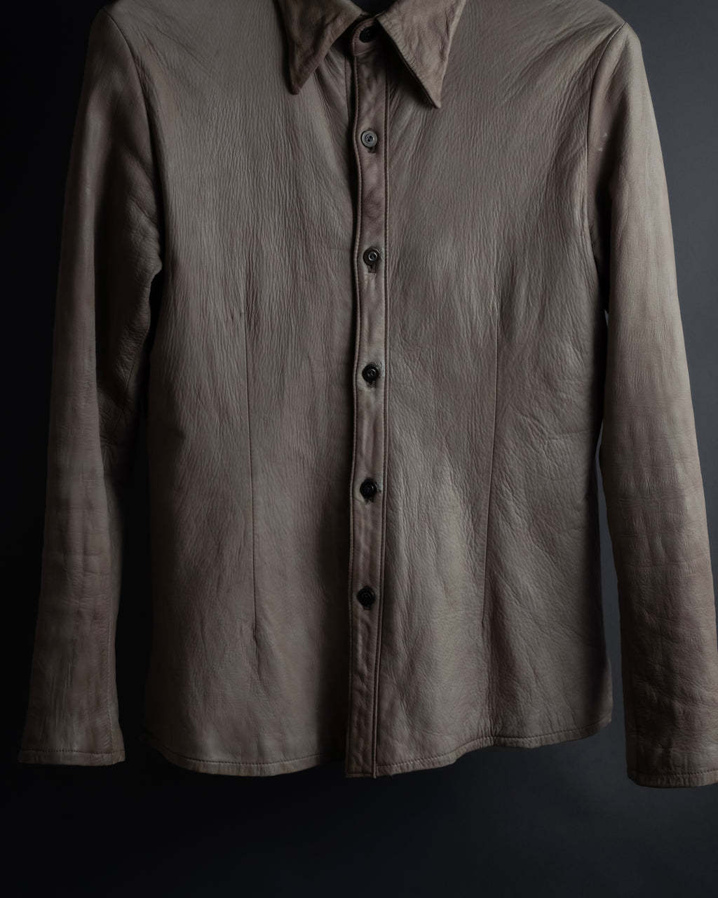 "ISAMU KATAYAMA" Dart-shaped deer leather shirt jacket