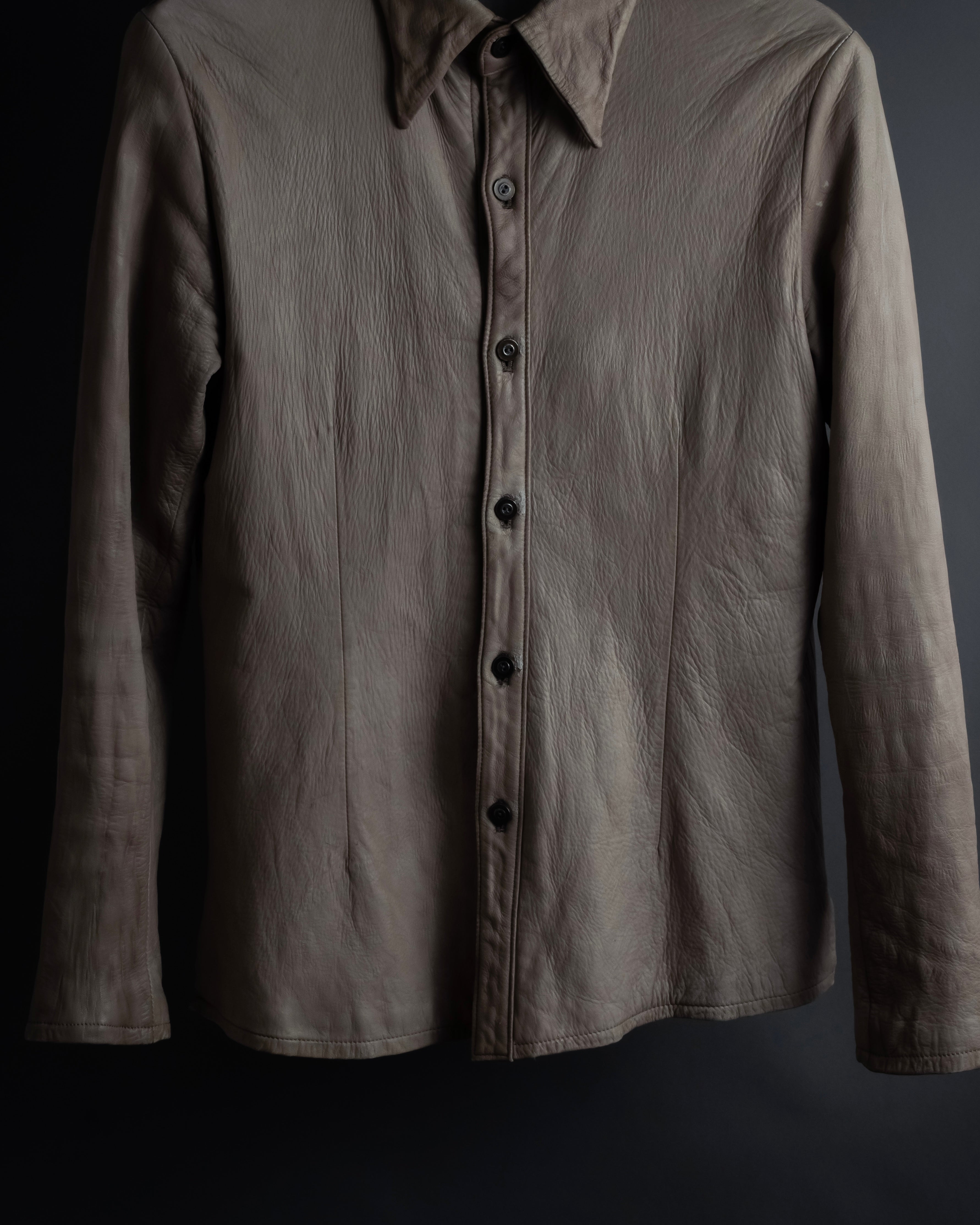 "ISAMU KATAYAMA" Dart-shaped deer leather shirt jacket