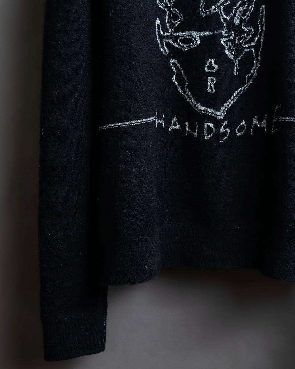 "Saint Laurent" Handsome face embroidery mohair blend oversized knit