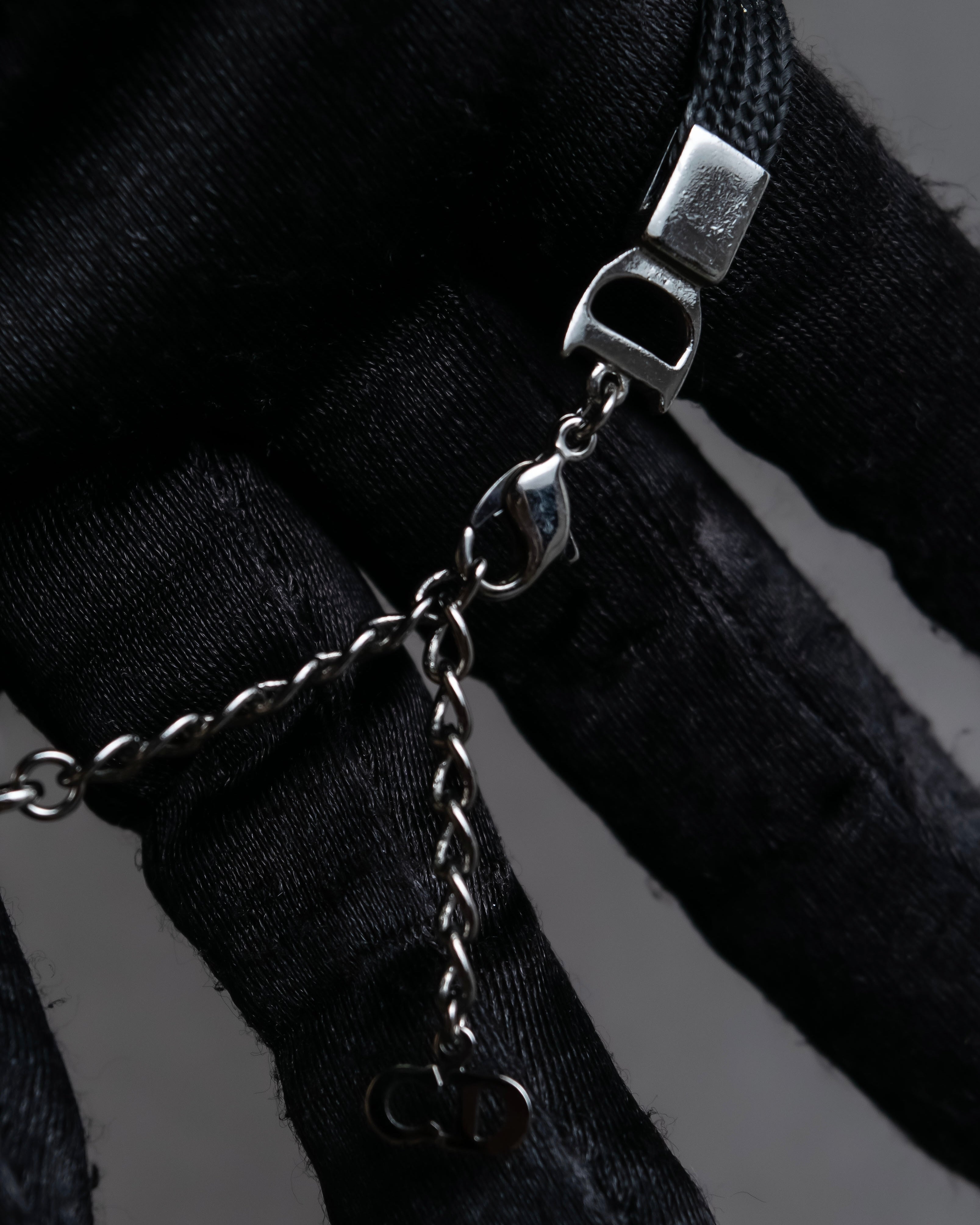 "Christian Dior" Logo design charm ribbon tie bracelet