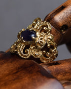 "CHANEL" 90's Baroque carving design gold ring