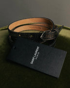 “SAINT LAURENT PARIS” 2010’s Lizard embossed narrow leather belt