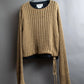 "MAISON MARGIELA" Ribbed drawcord cotton linen knit pullover