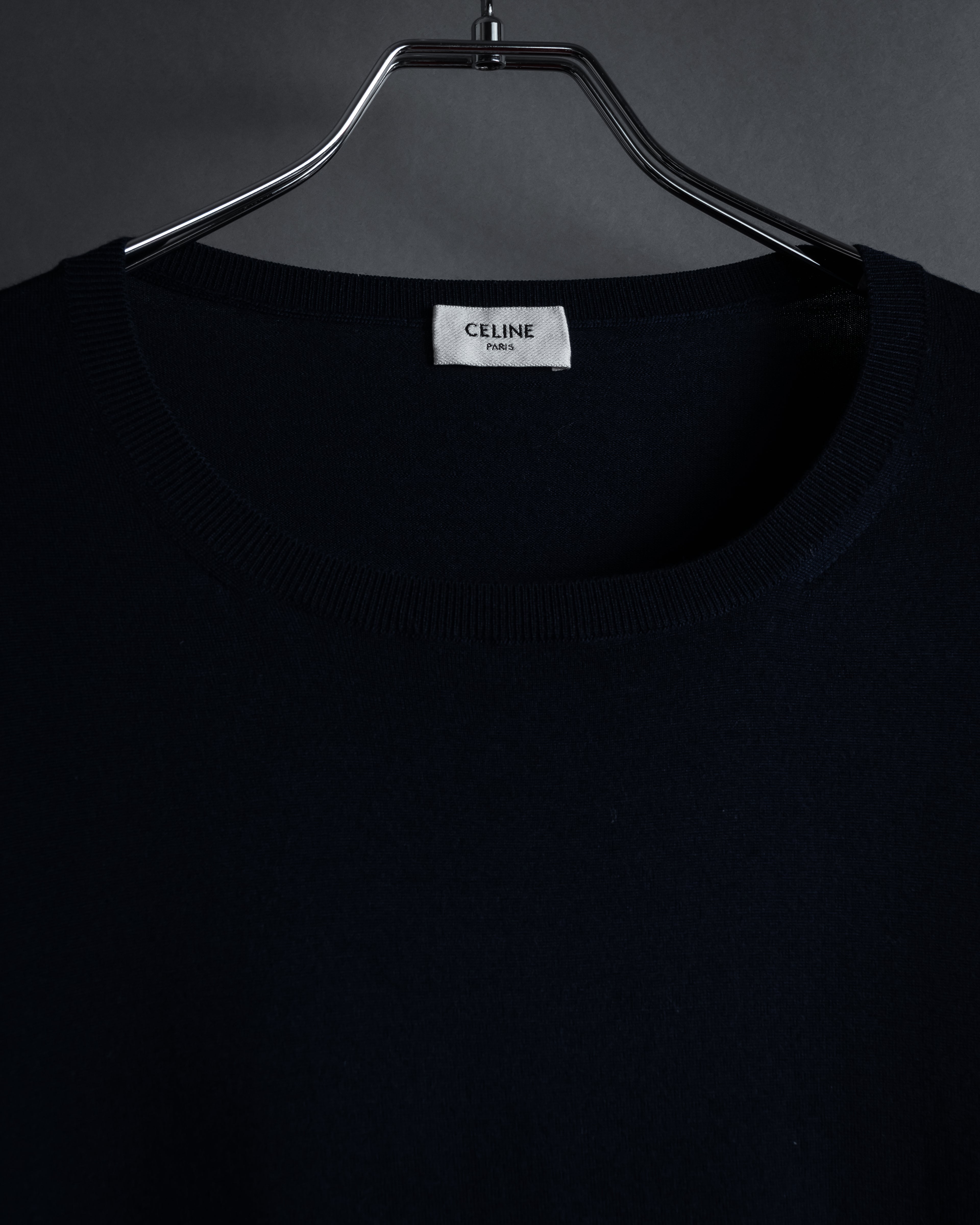 "CELINE" Hedi Slimane design compact silhouette wool knit