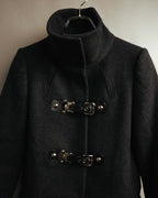 “miu miu” 00’s-10’s Wool angora leather buckle coat