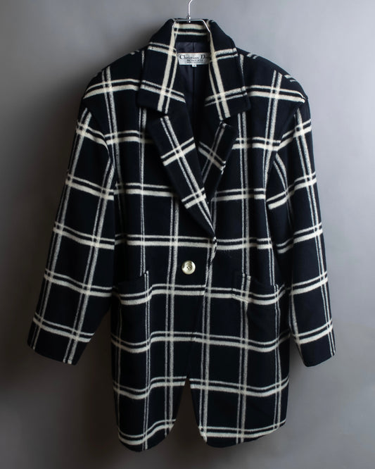 "Christian Dior  Large check pattern tailored coat