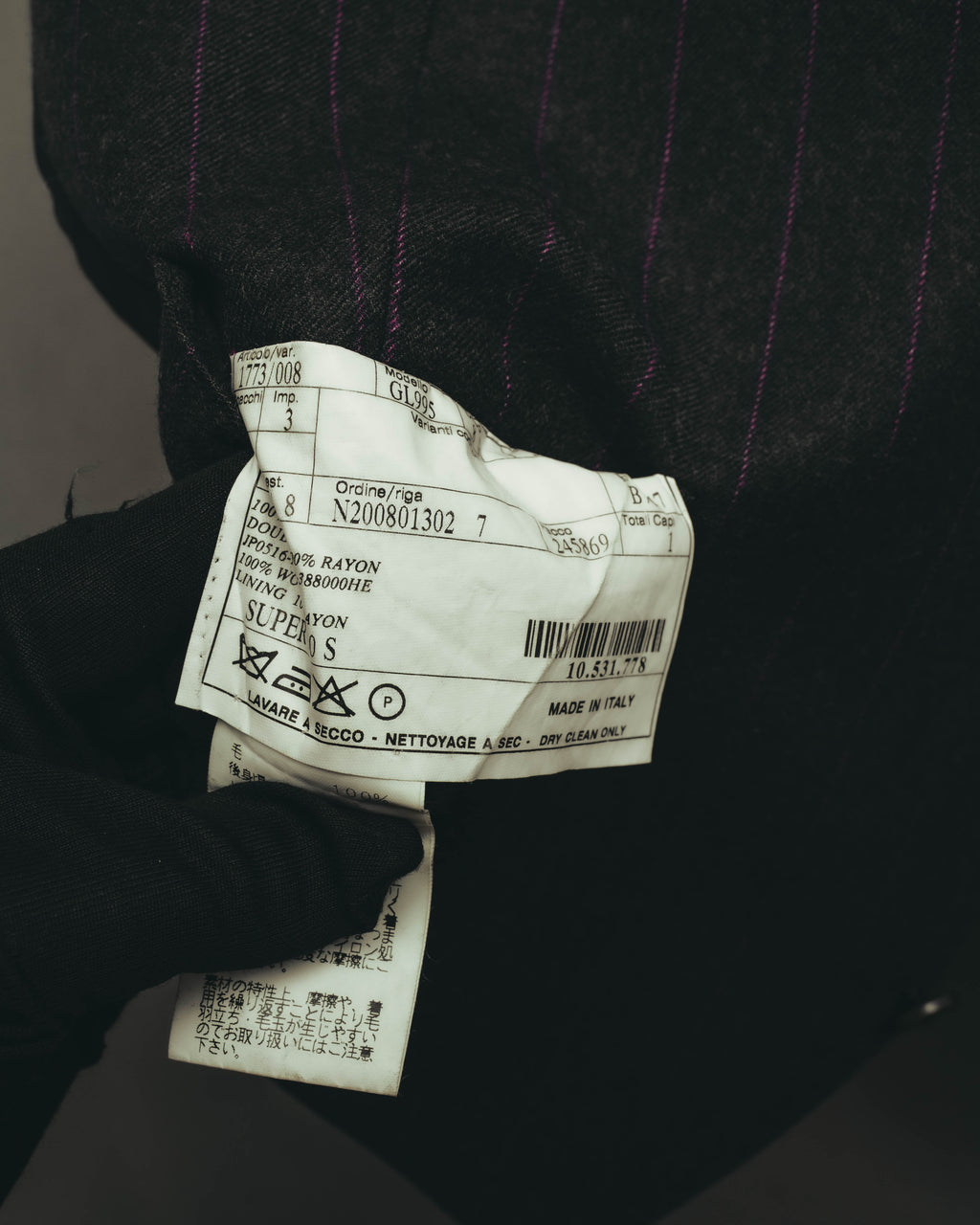 -SPECIAL- “HERMES” 2007-2009 Super 100s pinstripe tailored long gilet