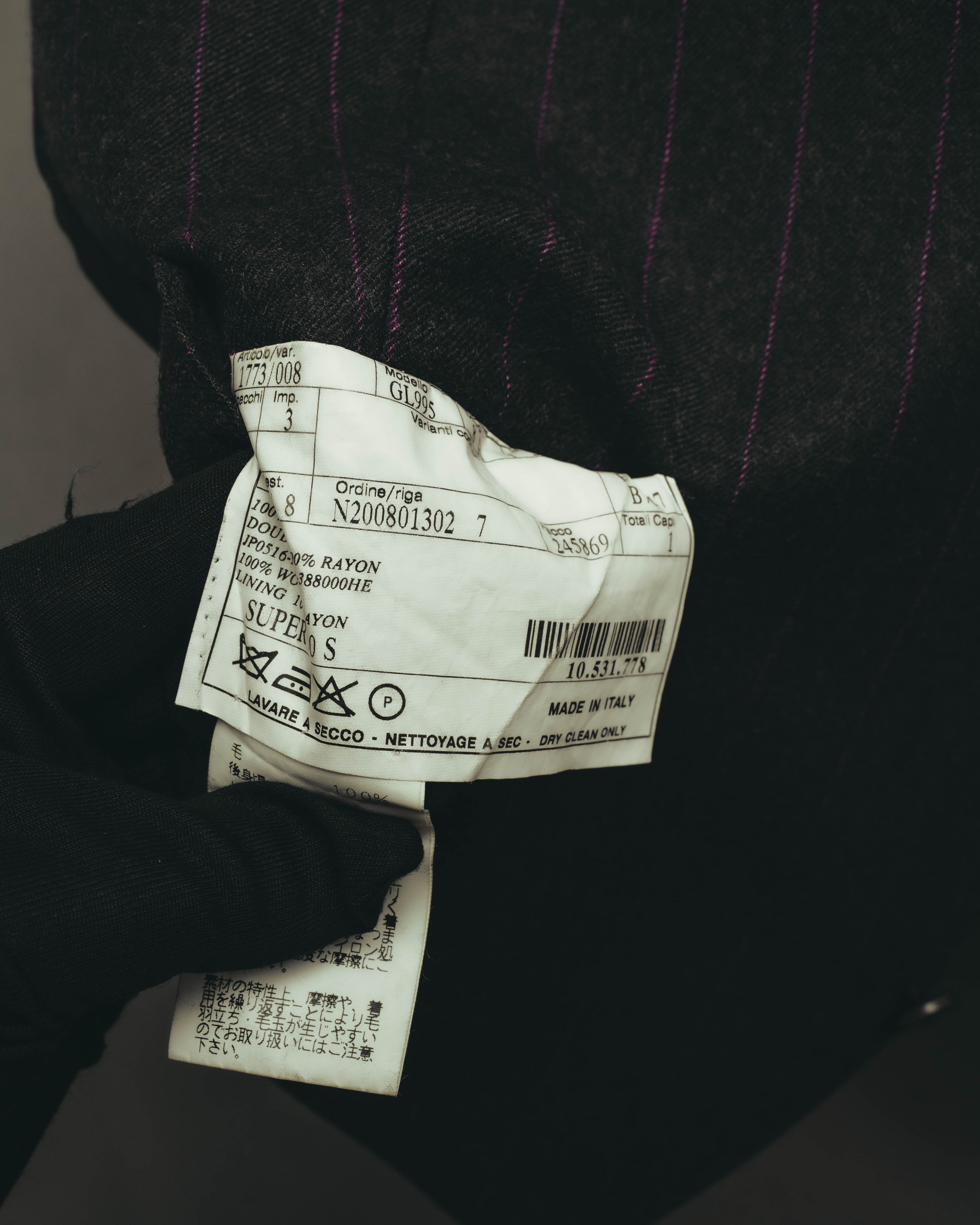 -SPECIAL- “HERMES” 2007-2009 Super 100s pinstripe tailored long gilet