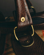 -SPECIAL- "Burberrys" 80's-90's Classic check textured leather boston bag