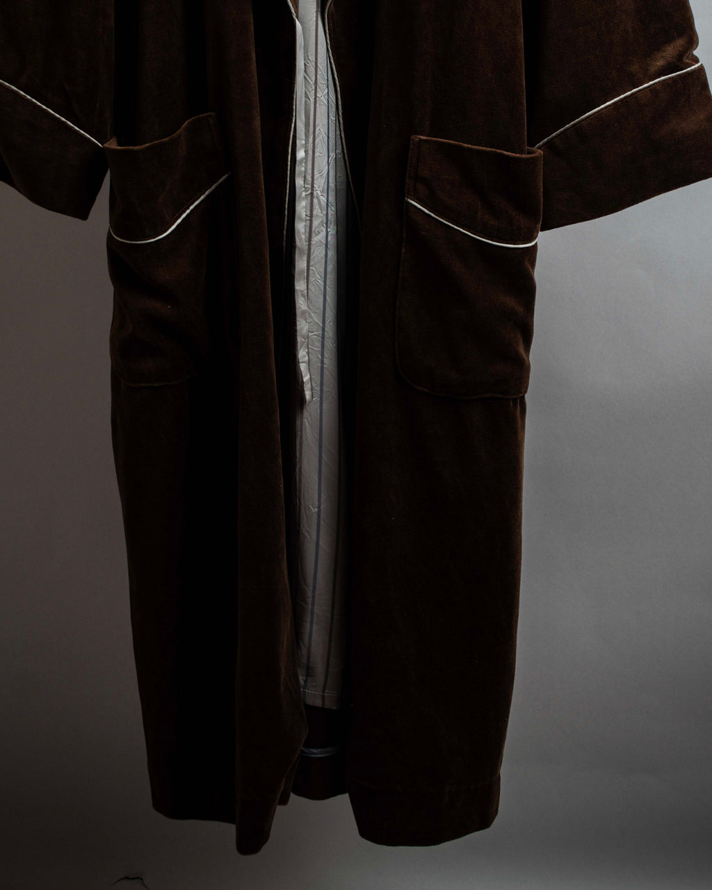 "CELINE" Piping design velour long gown coat