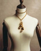 -SPECIAL - “CHANEL” 70’s-80’s Gripoix glass cabochon charm sautoir necklace
