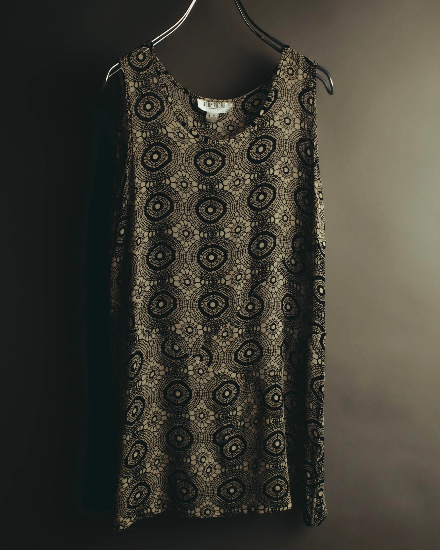 "John Rocha Chinatown" 80's Sleeveless patterned mini dress