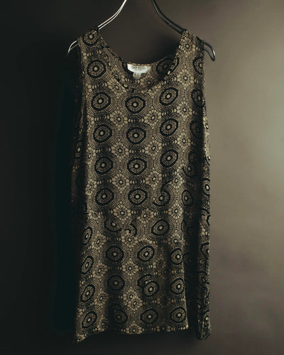 "John Rocha Chinatown" 80's Sleeveless patterned mini dress