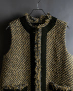 "sacai" Asymmetrical design double zipper tweed vest