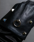 "HERMES" Stud &amp; ring design anjo leather gloves