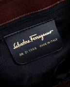 "Salvatore Ferragamo" Coin motif metal design leather hand bag