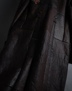 “KENZO” 80’s Folkloric shearling-lined leather long coat