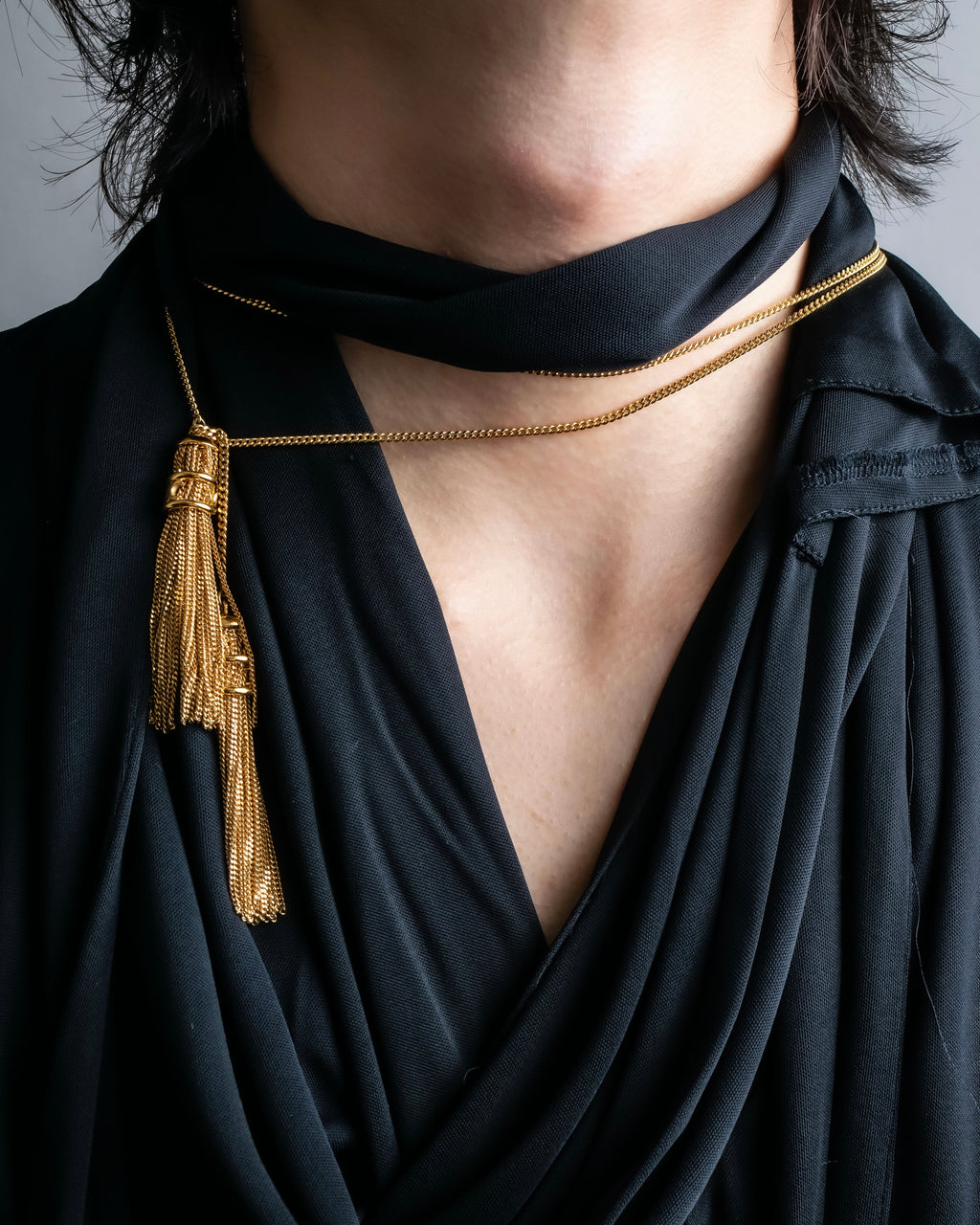 "CELINE" Fringe emblem design long necklace