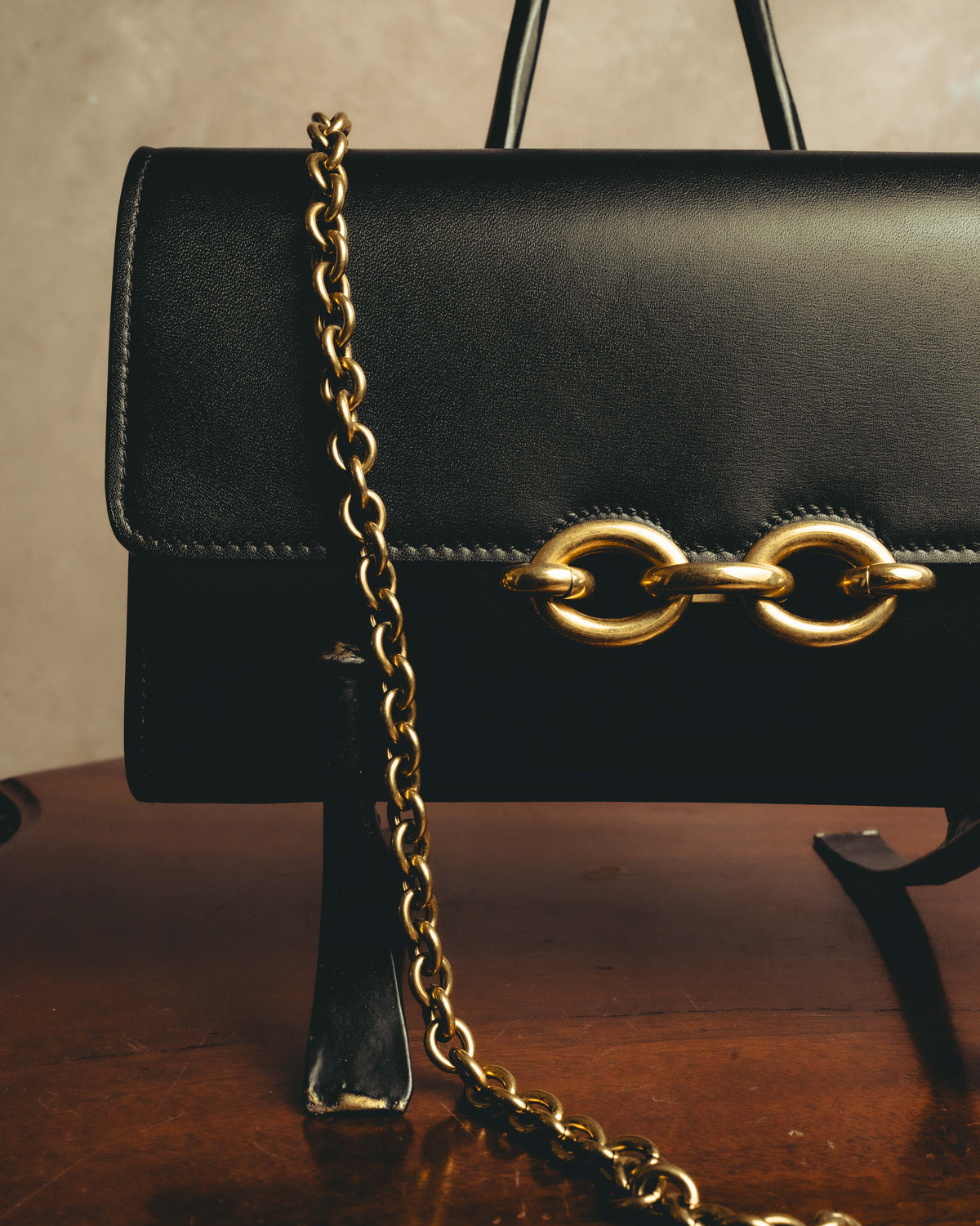 -SPECIAL- “Saint Laurent” 20’s Le Maillon smooth leather chain wallet