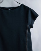 "GUCCI" Leather piping design box sleeve T-shirt