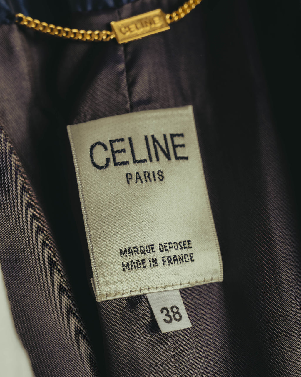"CELINE" 70's-80's Dramatic contrast collar long coat