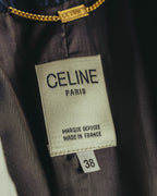"CELINE" 70's-80's Dramatic contrast collar long coat