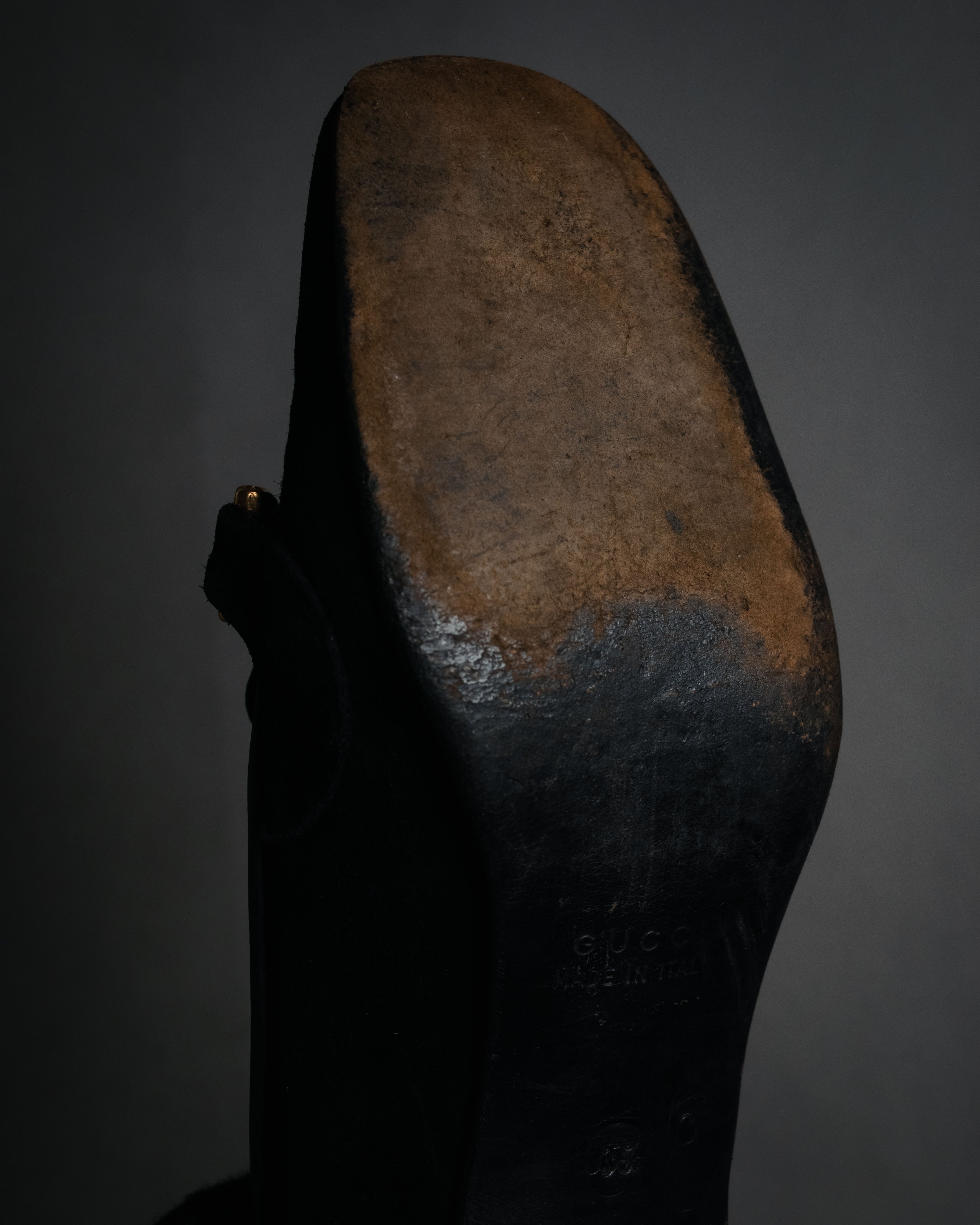 “GUCCI” 90’s-00’s Suede twist horsebit heeled loafers