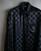 "FENDI JEANS" Logo engraved check pattern glossy shirt