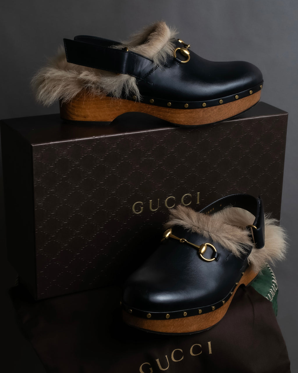 "GUCCI" Horsebit design Princetown heeled loafers