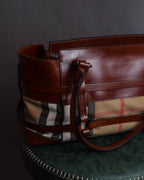 "BURBERRY" Harness detail check canvas leather bag