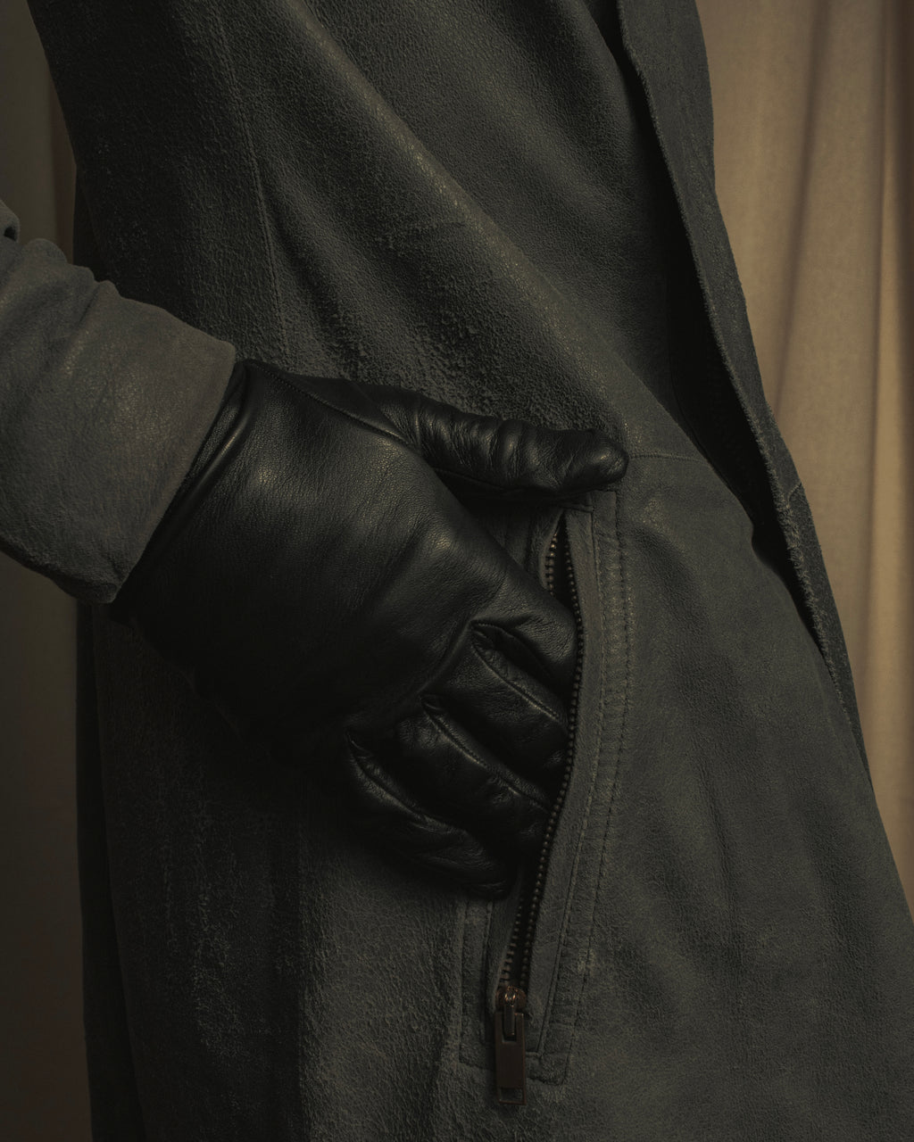 -SPECIAL- "Rick Owens" 13AW Ribbed leather zip-up jacket