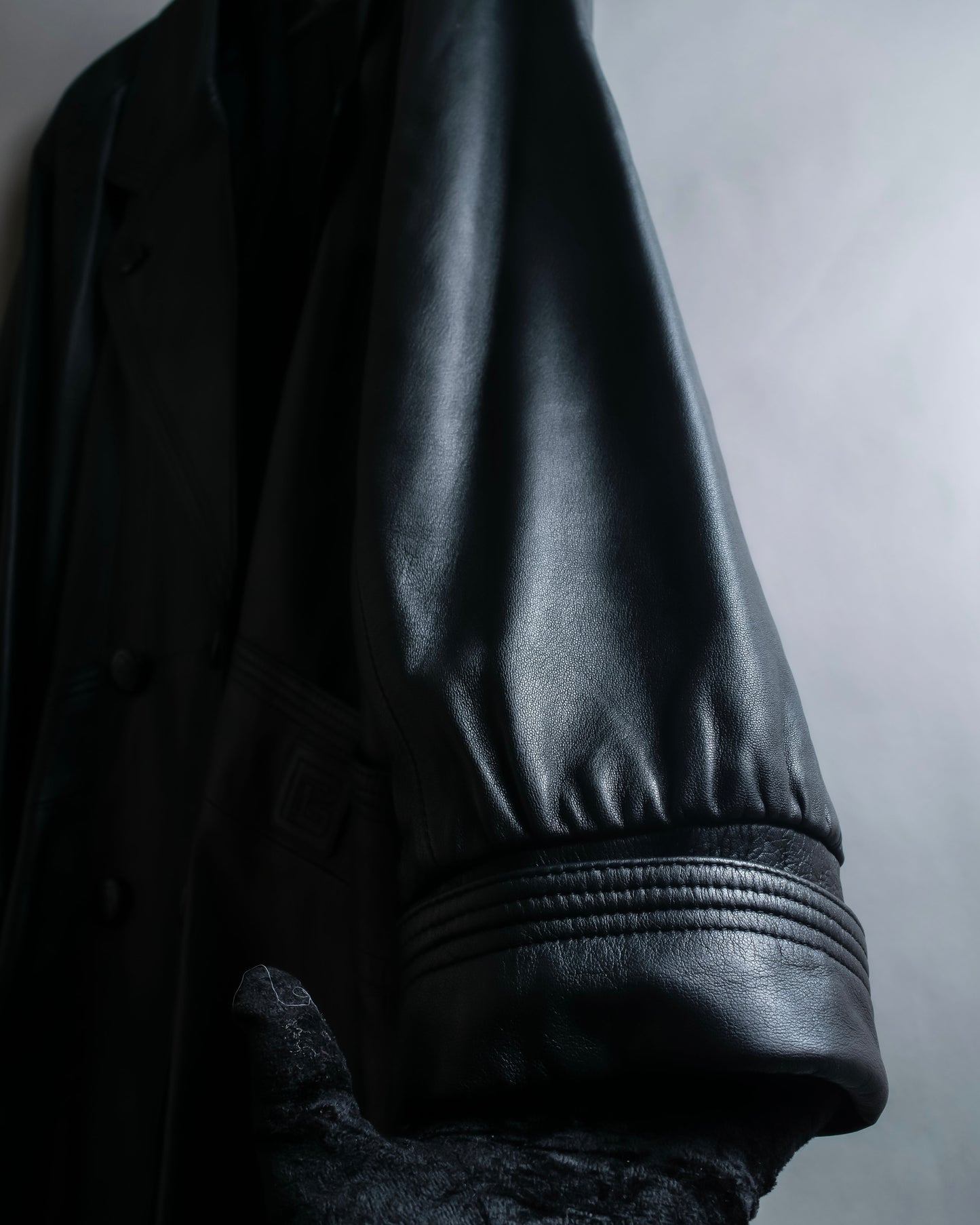 "PIERRE BALMAIN" Oversized double-breasted lamb leather tailored jacket