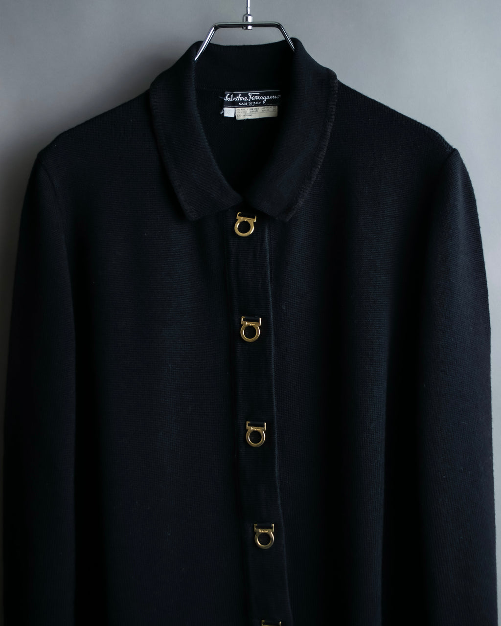 "Salvatore Ferragamo" Gancini design rayon mix cardigan