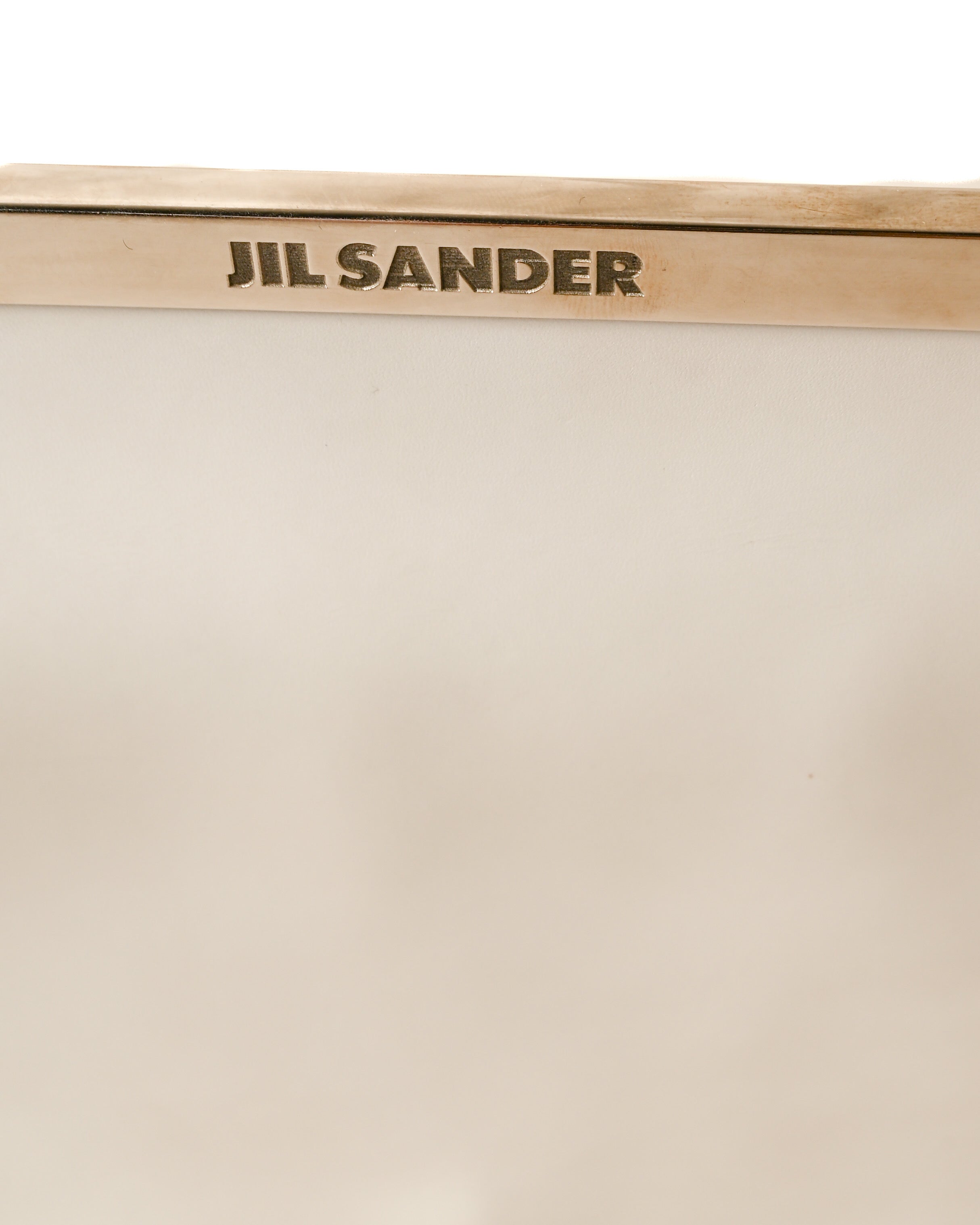 JIL SANDER/ Calf Leather Rectangle Shoulder Bag White