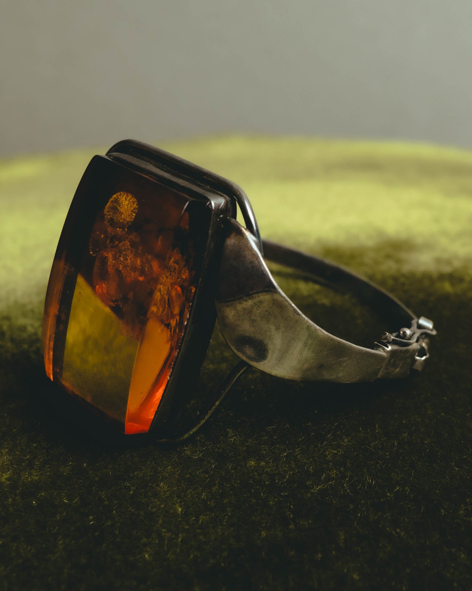 "Vintage" Sculptural amber tone statement bracelet