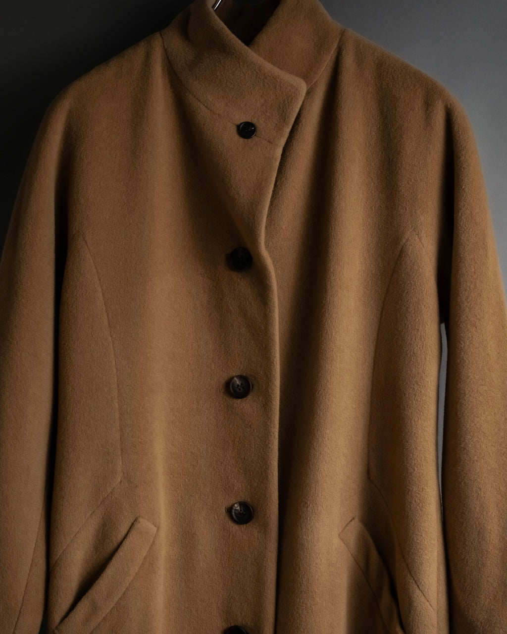 "ISSEY MIYAKE" 03AW Angora wool blend flared silhouette coat