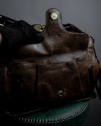 "BALENCIAGA" Gold turn lock design leather combination bag