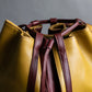 "Cartier" Drawstring design bicolor leather shoulder bag