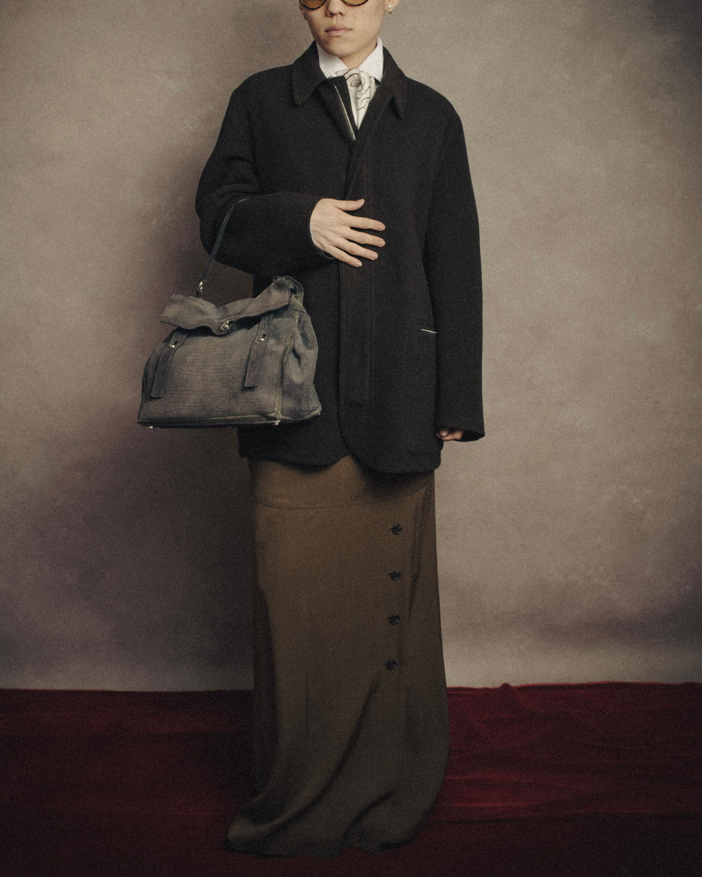 –SPECIAL– “HERMES” 90’s-00’s Concealed placket wool zip coat