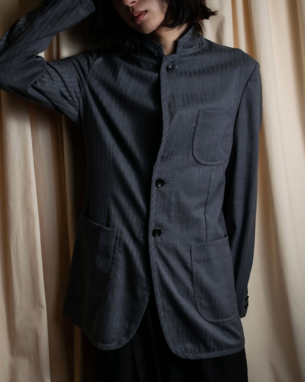 "COMME des GARCONS HOMME PLUS" 14SS modified lapel design striped jacket