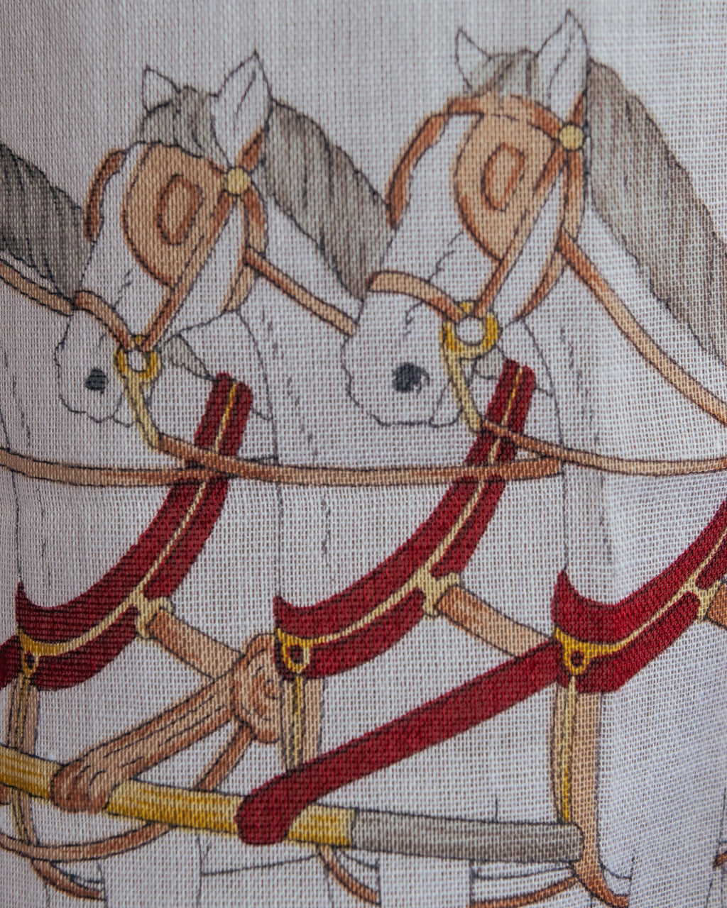 "CELINE" 90's-00's Vintage equestrian harness motif cotton handkerchief scarf