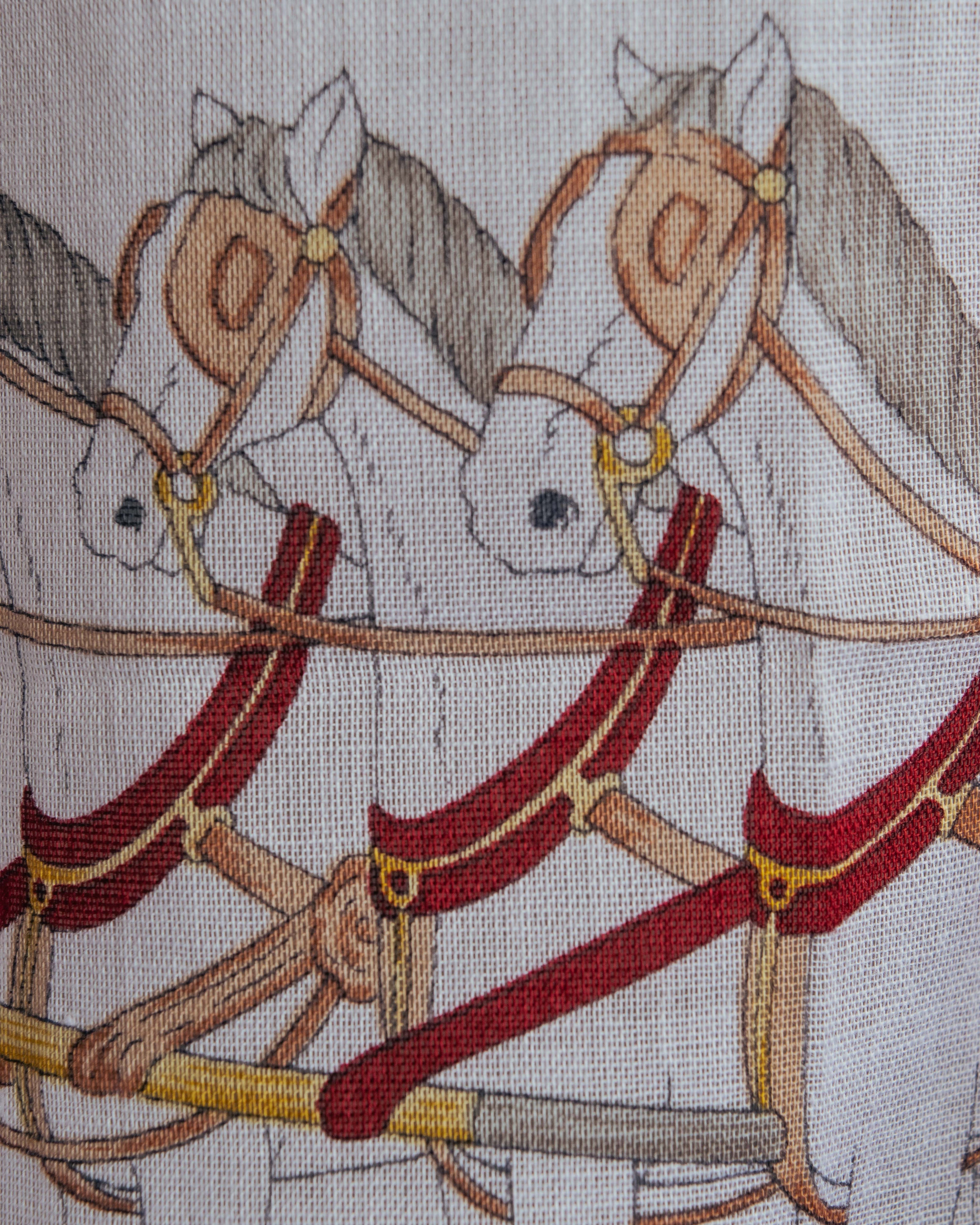 "CELINE" 90's-00's Vintage equestrian harness motif cotton handkerchief scarf