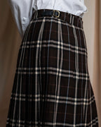 "BURBERRY" Brown tartan check pleated wrap skirt