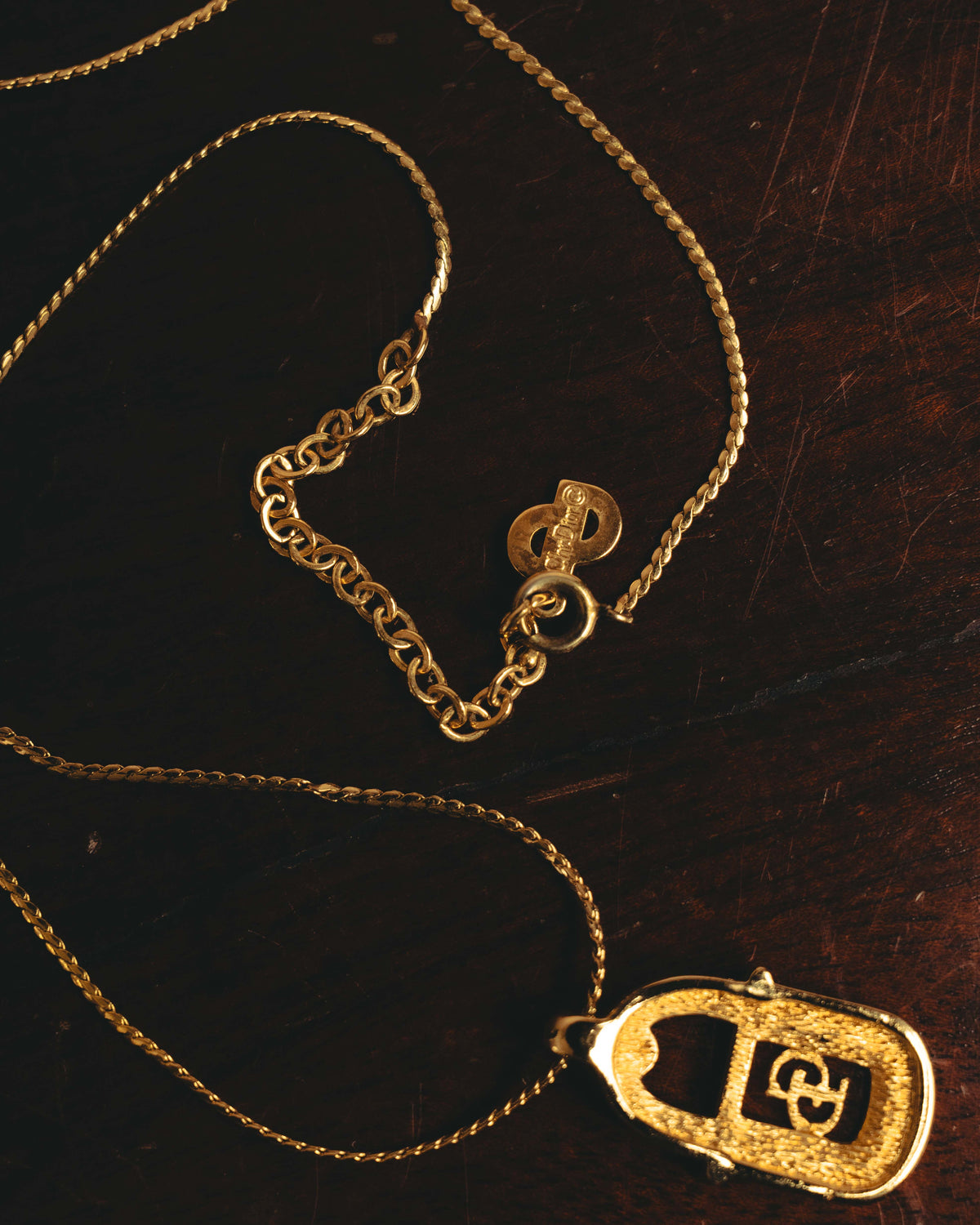 "Christian Dior" 90's Rhinestone padlock pendant necklace
