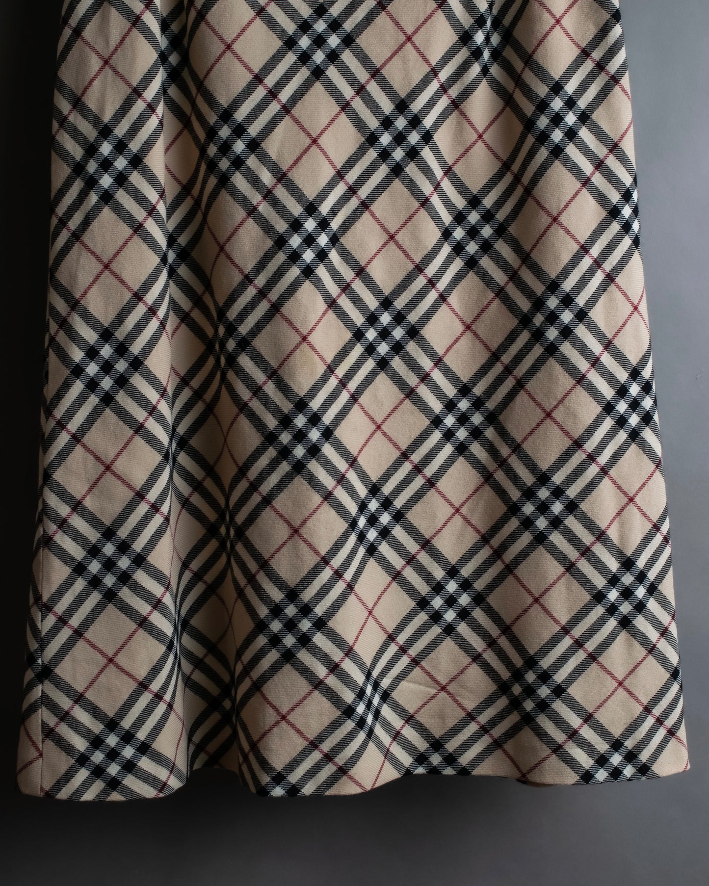 "BURBERRY" Nova check pattern leather piping design cropped skirt